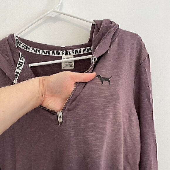PINK VS VICTORIA'S SECRET Purple 1/4 Zip Lightweight Pullover Hoodie Sweatshirt - Picture 5 of 12